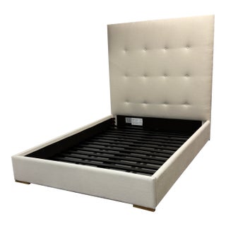 Queen Size Restoration Hardware Tompkins Tufted Platform Bed Frame For Sale