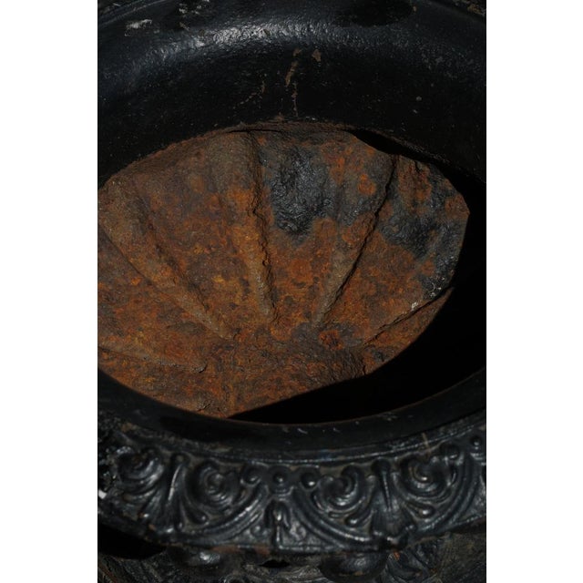 Antique French Cast Iron Garden Urn with Decorative Rim, 1920s For Sale - Image 12 of 16