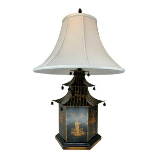 Chinoiserie Style Tole Pagoda Table Lamp For Sale