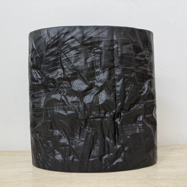 Black Bisque Black Porcelain Paper Relief Vase by Martin Freyer for Rosenthal, 1970s For Sale - Image 8 of 17