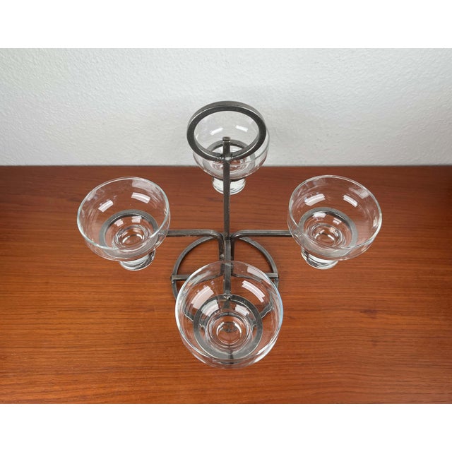 Vintage Danish Candleholder in Wrought Iron and Glass, 1970s, in Very Good conditions. Designed 1970 to 1979