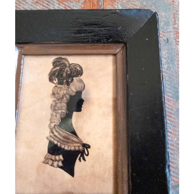 Mid 19th Century 19th Century American or English Folk Art Reverse Painted Glass Miniature Silhouette Portrait For Sale - Image 5 of 13