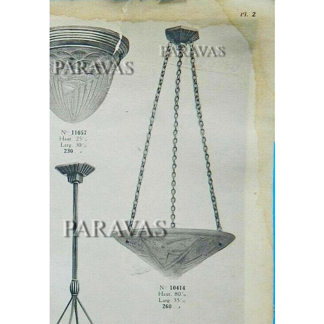 Opalescent French Art Deco Pendant Light by Hettier Et Vincent & Hanots 1930 France For Sale - Image 14 of 15