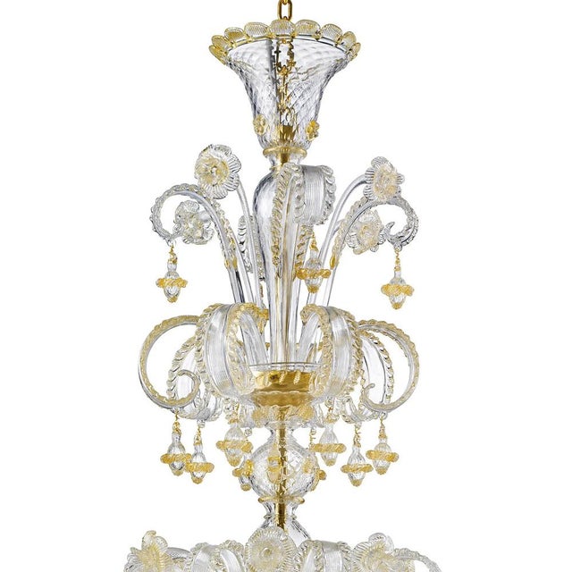 Gold Ornate Murano Glass Chandelier with Refined Gold Trimming by Simoeng For Sale - Image 8 of 9