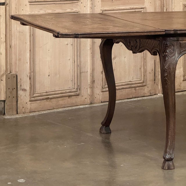 Antique Liegeois Regence Style Carved Oak Parquet Draw Leaf Dining Table For Sale - Image 9 of 18