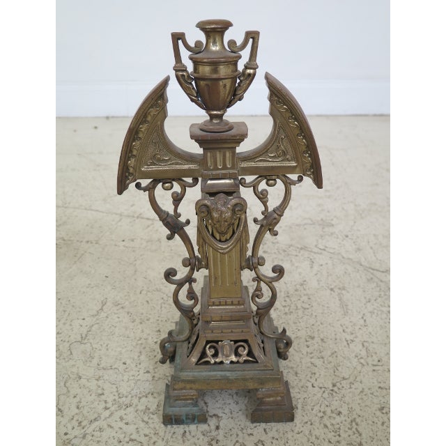 Antique French Brass Fireplace Andirons With Rams Head a Pair Chairish