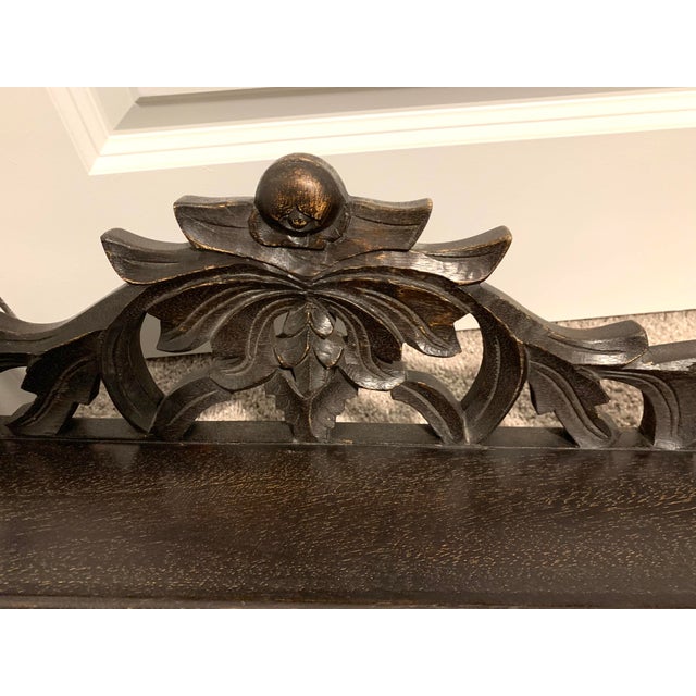 Antique English Carved Wood Coat and Hat Rack For Sale - Image 4 of 5
