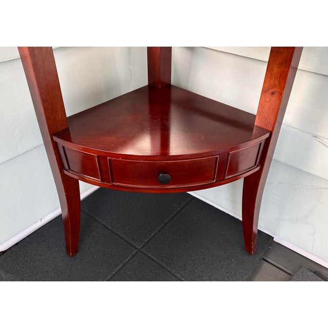 Bombay & Co. Triangle Corner Table With Drawer For Sale - Image 9 of 11