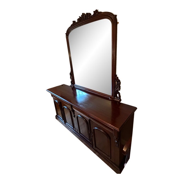Reproduction Solid Mahogany Victorian Mirrored Dining Room Sideboard For Sale