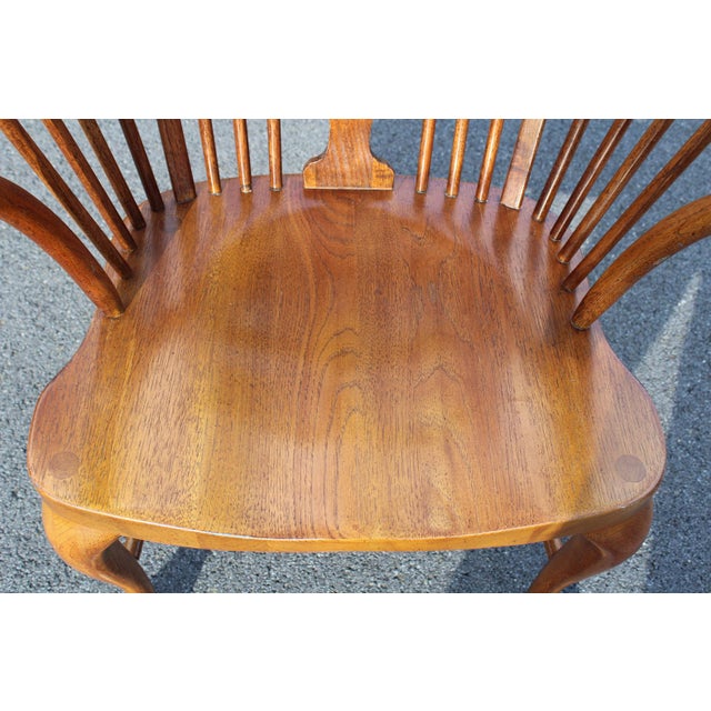 Thomasville Fisher Park Pecan Windsor Armchairs—A Pair For Sale - Image 9 of 18