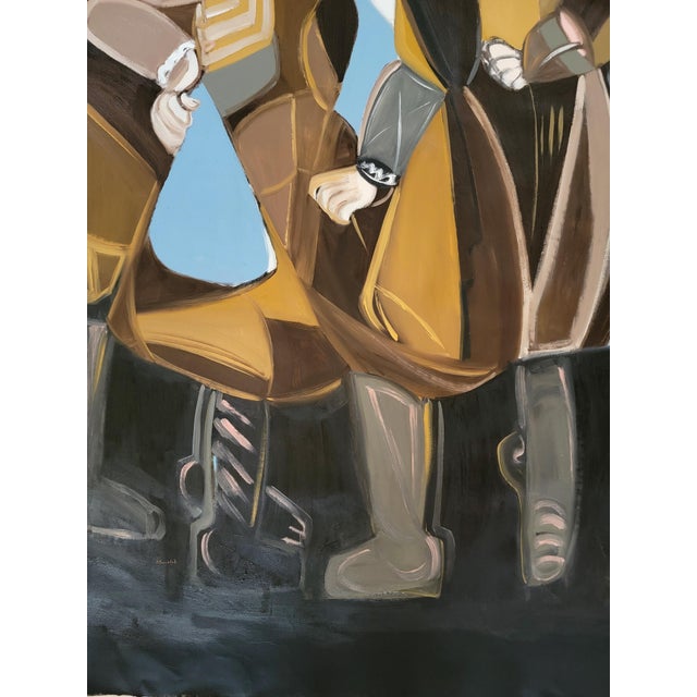 Large Contemporary Portrait Modern Multi Figure Oil Painting 160 X 96.5 CM For Sale - Image 10 of 11