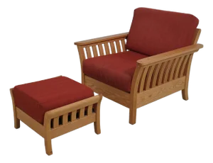 Modern Arts & Crafts Oak Lounge Chair & Footstool