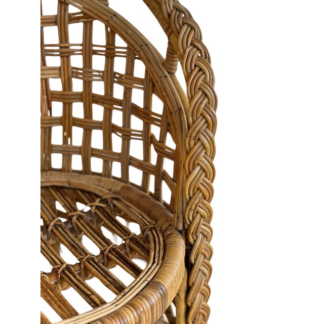 Brown Pair of 1970s Modern Organic Bamboo/Rattan Lattice Chairs For Sale - Image 8 of 18