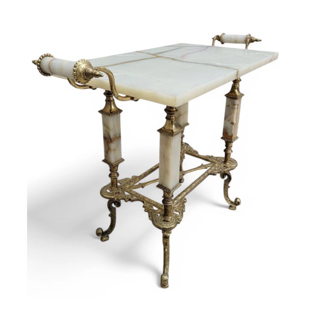 Antique White Antique Oscar Bach Ornate Bronze and Onyx Table Set - Set of 2 For Sale - Image 8 of 8