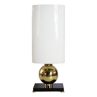 Italian Table Lamps in Brass with Murano Glass Base and Shades, Set of 2 For Sale
