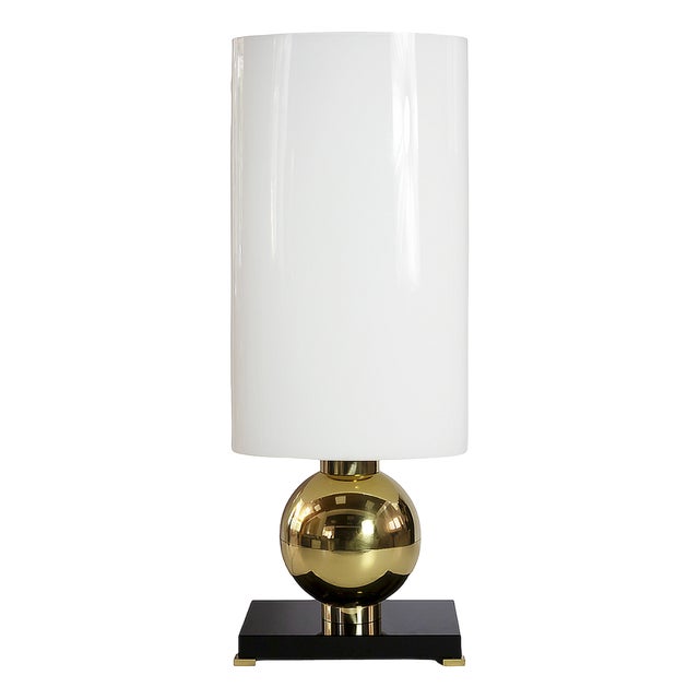Italian Table Lamps in Brass with Murano Glass Base and Shades, Set of 2 For Sale