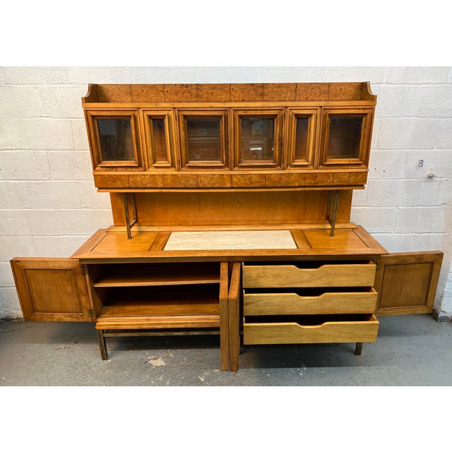 Wood "Contempora" Mid-Century Modern Two-Piece Credenza and Hutch by J.l Metz For Sale - Image 7 of 18