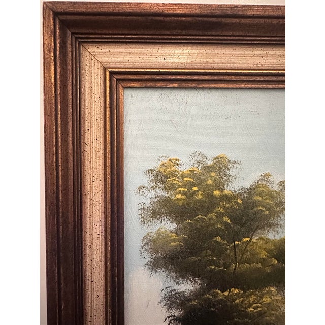 Vintage Lakeside Landscape Painting - Signed For Sale - Image 4 of 9