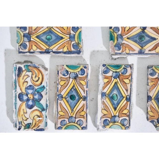 Italian or spain glazed tiles, 18th c. h. 14 w. 7 d. 2 cm h. 5.5 w. 2.7 d. 0.7 in