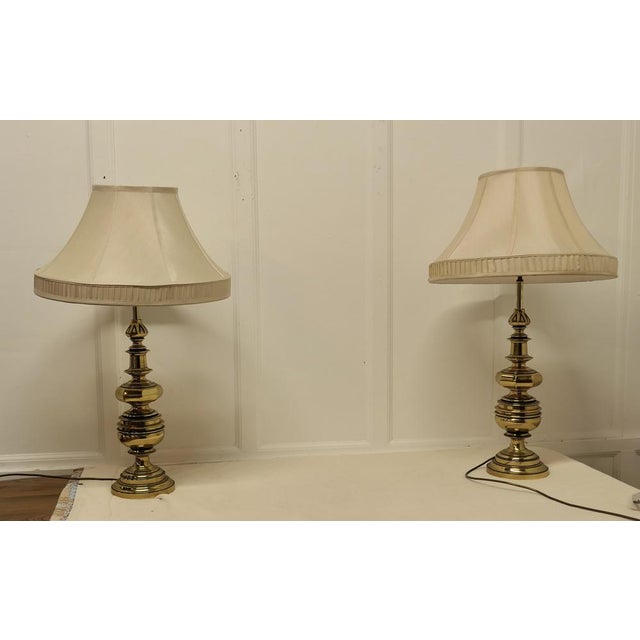 Large Bulbous Brass Table Lamps, 1890s, Set of 2 For Sale - Image 4 of 10