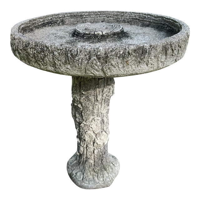 1960’s Faux Bois Cast Stone Garden Bird Bath Chairish