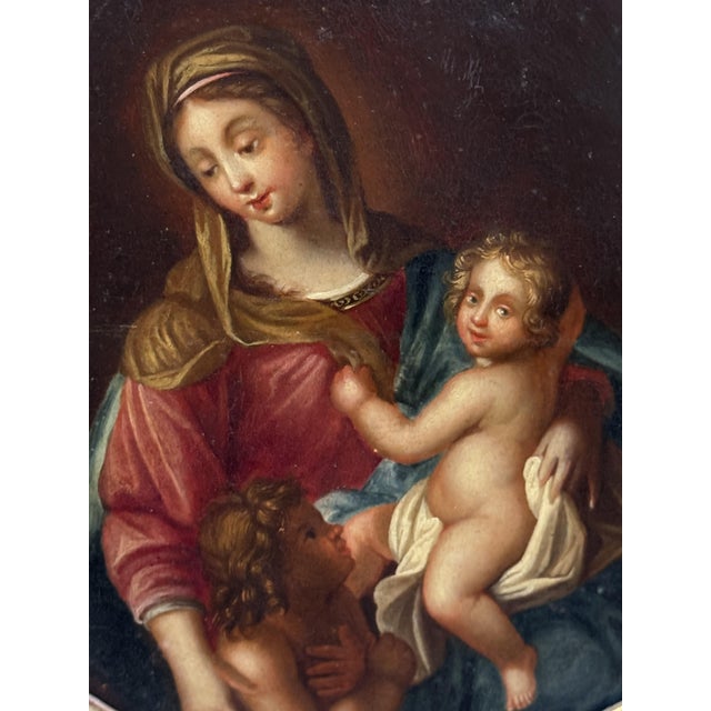 Virgin and Child with Saint John the Baptist, 1750, Oil Painting For Sale - Image 4 of 10