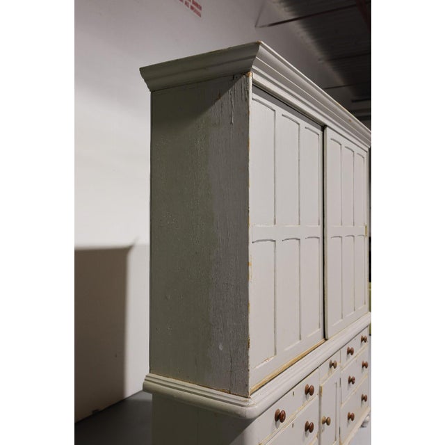 Massive Antique English Painted Pine Housekeeper’s Cupboard Sliding Doors - Circa 1880 For Sale - Image 9 of 15