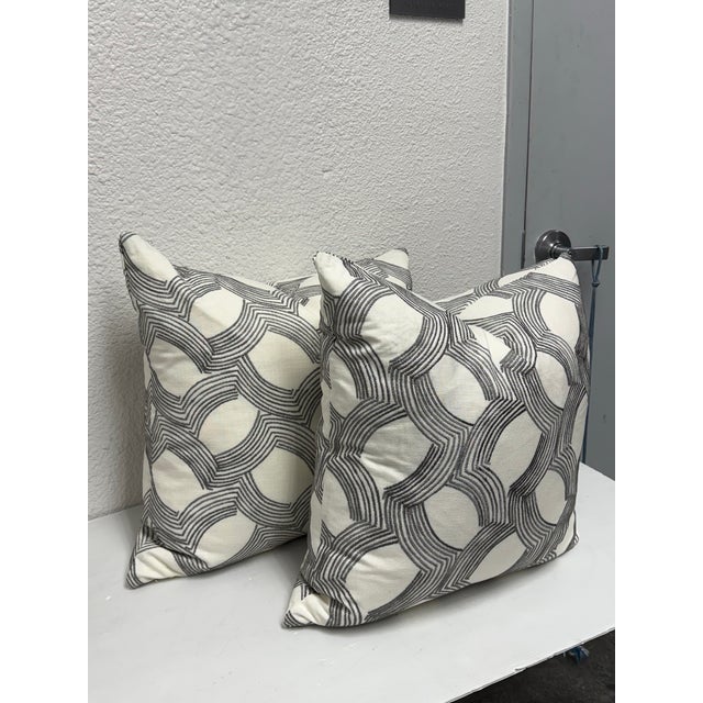 Design Plus Gallery presents a Pair of Veer Throw Pillows by Thom Filicia Home for Eastern Accents. The pillows have a...