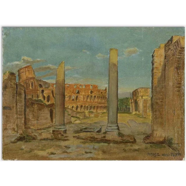 Unknown, Imperial Forums and Coliseum, Oil Painting For Sale - Image 5 of 5