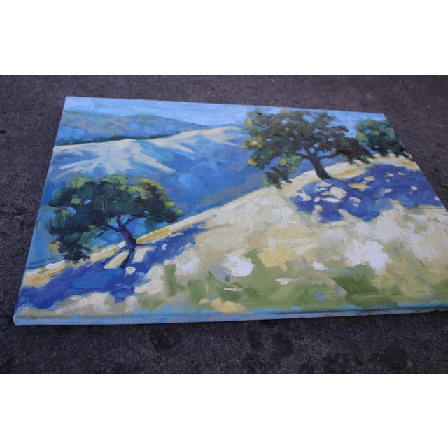 Contemporary Oil Painting – Golden Hills & Oaks Landscape 18 x 24 inches | Oil on Stretched Canvas A serene contemporary...