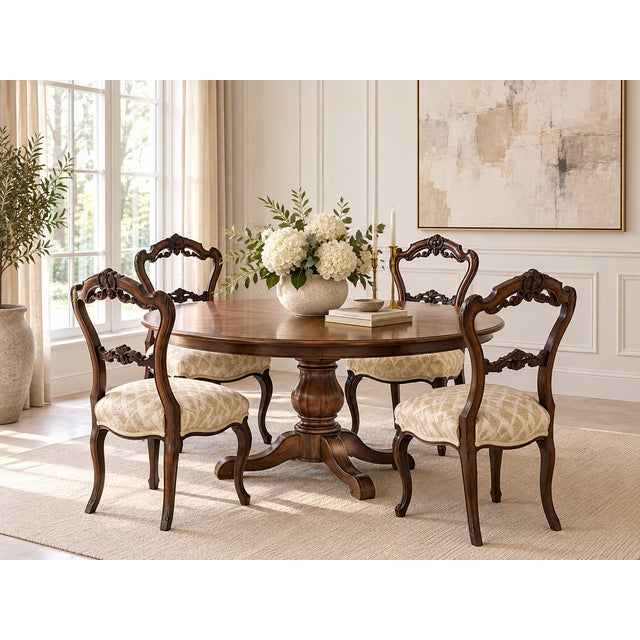 Antique Victorian Carved Walnut Dining Chairs, 1860, Set of 4 For Sale - Image 3 of 18