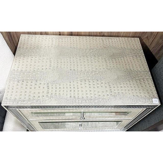 Hollywood Regency Michael Amini Jane Seymour Silvered Mirrored Night Stand For Sale - Image 3 of 8