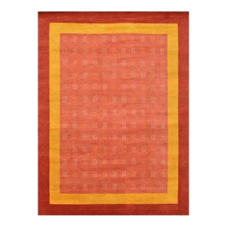 Gabbeh Rug 8'3'' X 11' Red Wool Contemporary Hand-Knotted Carpet For Sale