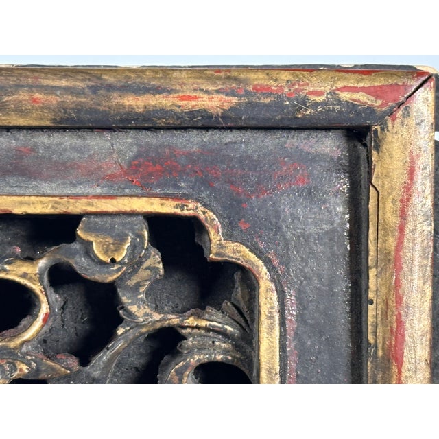 Paint Antique Chinese Gilt Lacquered Qilin Architectural Panel For Sale - Image 7 of 17