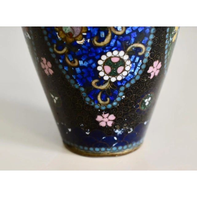 Black Antique Asian Cloisonné Vase For Sale - Image 8 of 12