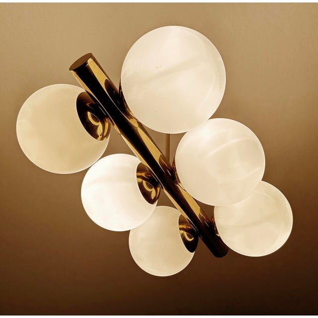 Vintage Glass Pendant Light in the style of Stilnovo, 1950s For Sale - Image 14 of 18