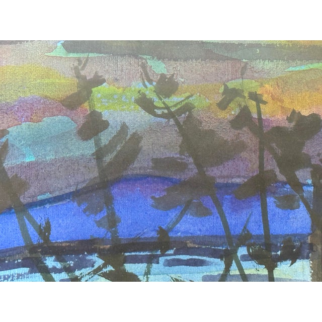 Post Impressionistic Original Watercolor Art Work, Framed For Sale - Image 9 of 12