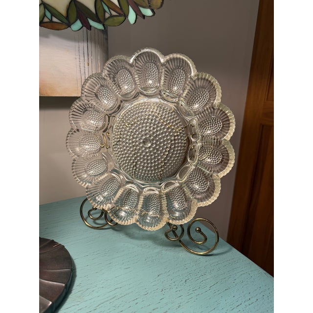 Vintage Glass Hobnail Egg Plate For Sale - Image 9 of 11