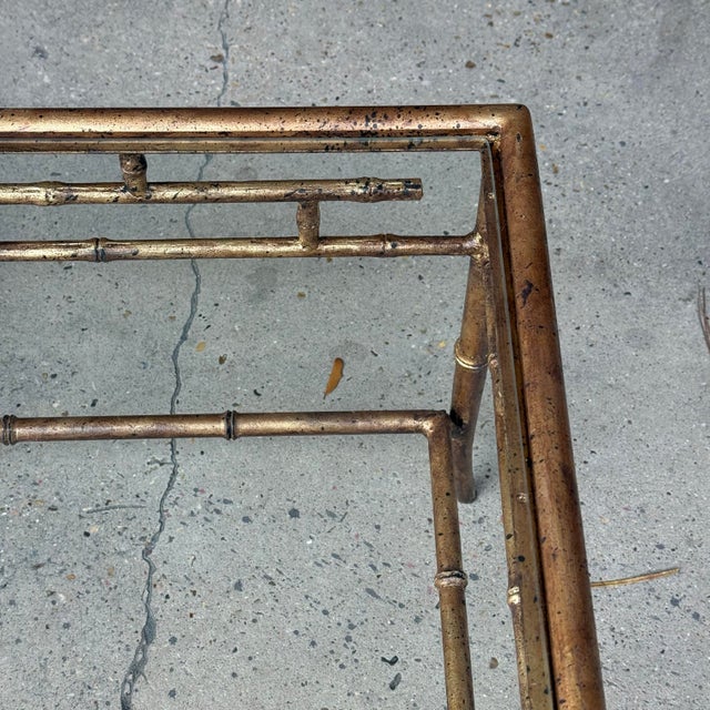 Late 20th Century Regency Italian Style Hand Gilt Faux Bamboo Coffee Table - Newly Painted For Sale - Image 9 of 11
