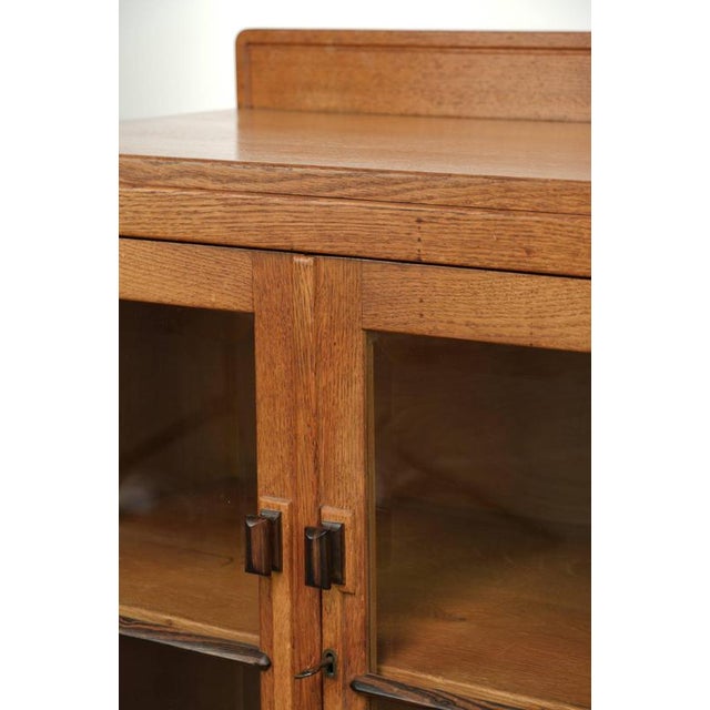 Art Deco Amsterdam School Dutch Oak Cabinet with Glass Doors For Sale - Image 10 of 13