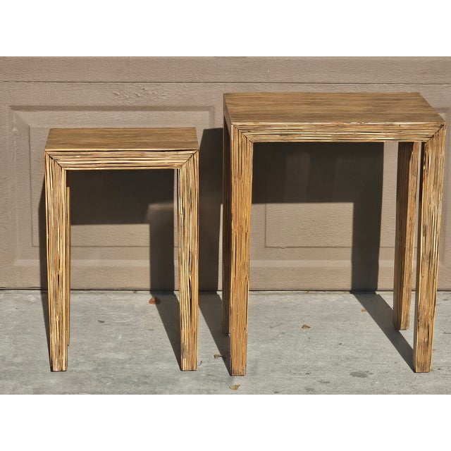 1990s Pair of Clayton Tugonon Coconut Twig Nesting Tables – Philippines, 1990s For Sale - Image 5 of 6
