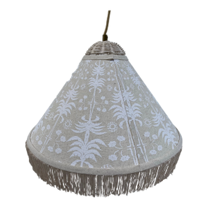 Fringed Hanging Wicker Pendant Light Shade