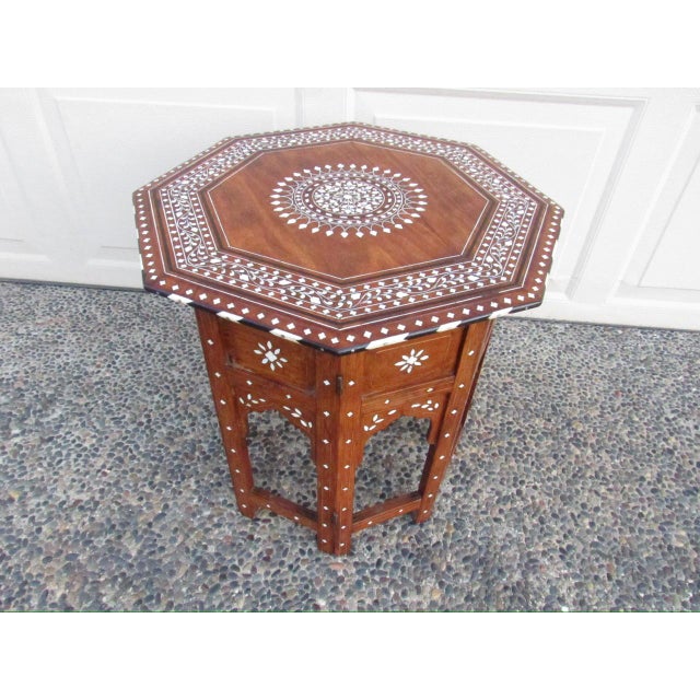 Brown Antique Octagonal Anglo Indian Inlaid Table For Sale - Image 8 of 15