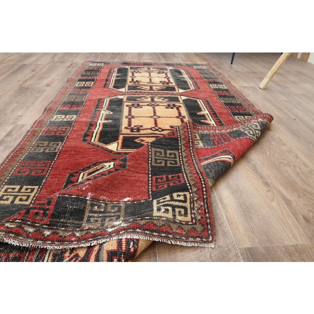 Red Vintage Turkish Oushak Handmade Woven Runner Rug For Sale - Image 9 of 9