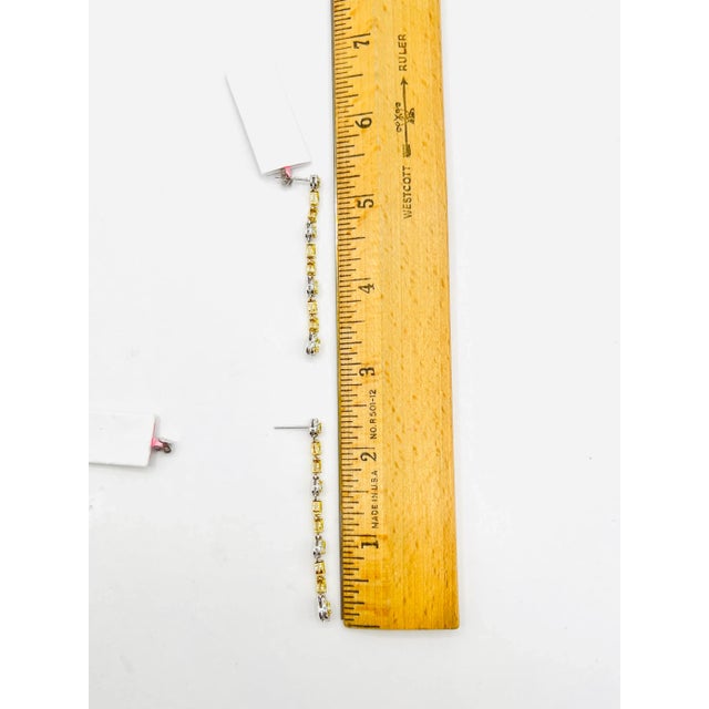 Mid 20th Century Mid 20th Century Fancy Yellow Pear Shape & White Round Diamond Dangle Earrings in 14k 2 Tone Gold - 2 Pieces For Sale - Image 5 of 5