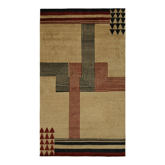 Rug & Kilim’s Modern French Art Deco Style Rug With Rectilinear Geometric Pattern For Sale