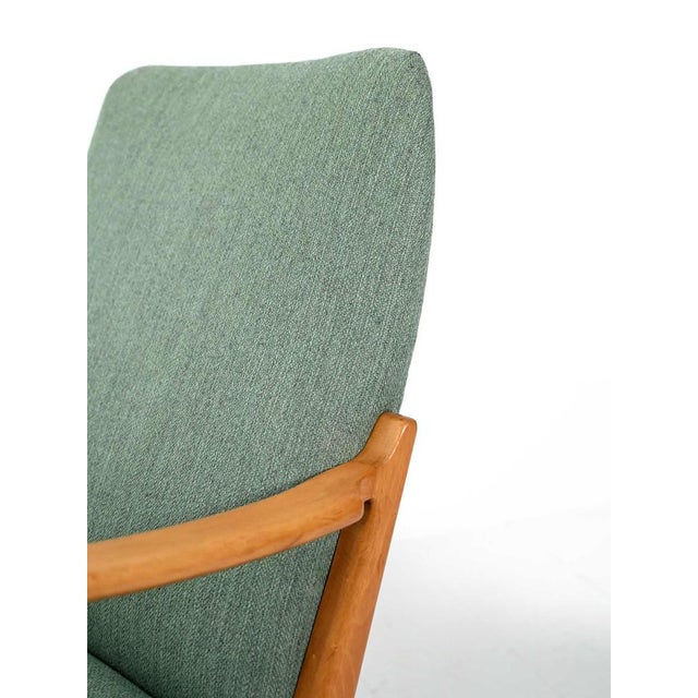 Scandinavian Armchair in Sage Green Wool, 1960s For Sale - Image 10 of 11