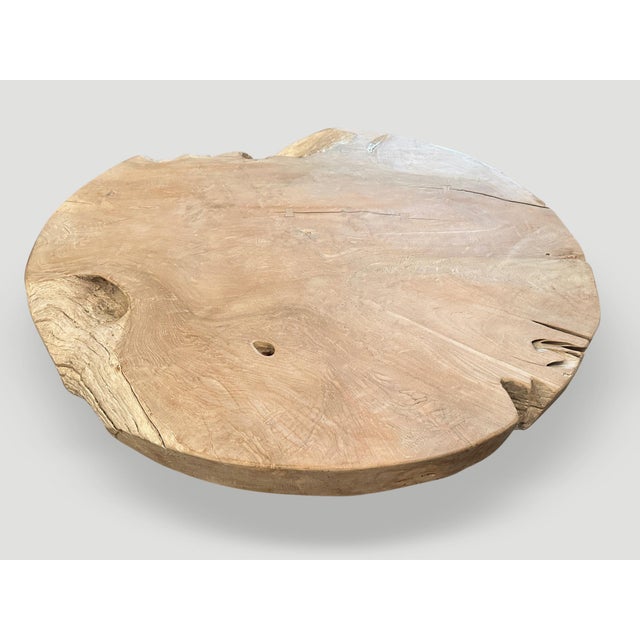 Andrianna Shamaris Impressive Organic Round Teak Wood Coffee Table For Sale - Image 18 of 18
