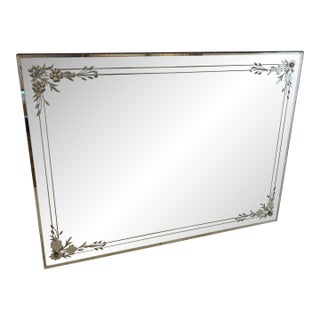 Circa 1930 Louis Bierfeld “American Beauty” Etched and Beveled Art Deco Mirror For Sale