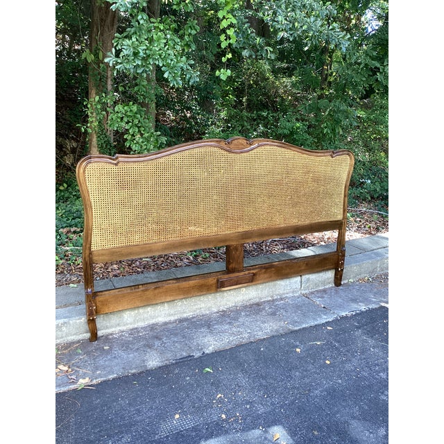 Meldan Furniture French Provincial King-Size Walnut and Cane Headboard For Sale In Atlanta - Image 6 of 9